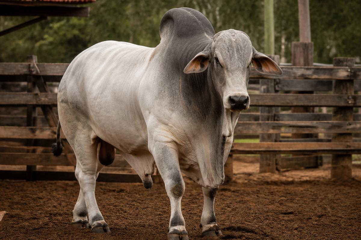 Touro Nelore da Fazenda Boa Nova em curral